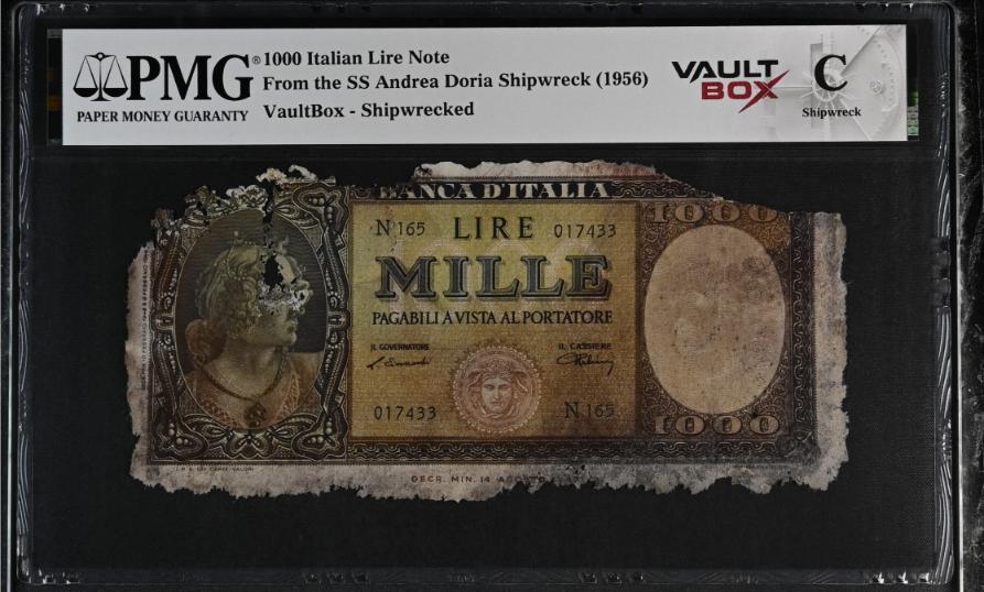 Andrea Doria 1000 Italian Lire Note PMG Shipwreck "C" Front