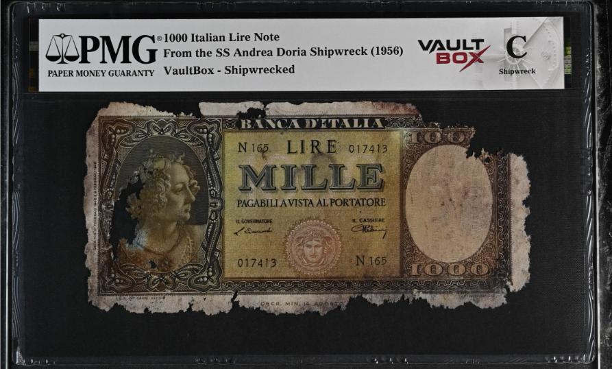 Andrea Doria 1000 Italian Lire Note PMG Shipwreck "C" Front