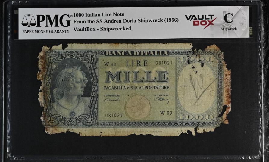 Andrea Doria 1000 Italian Lire Note PMG Shipwreck "C" Front