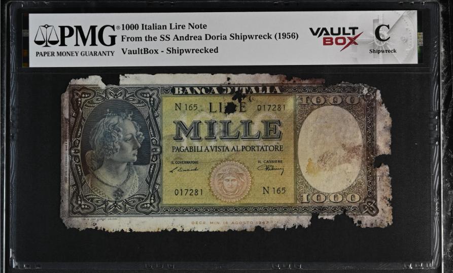 Andrea Doria 1000 Italian Lire Note PMG Shipwreck "C" Front