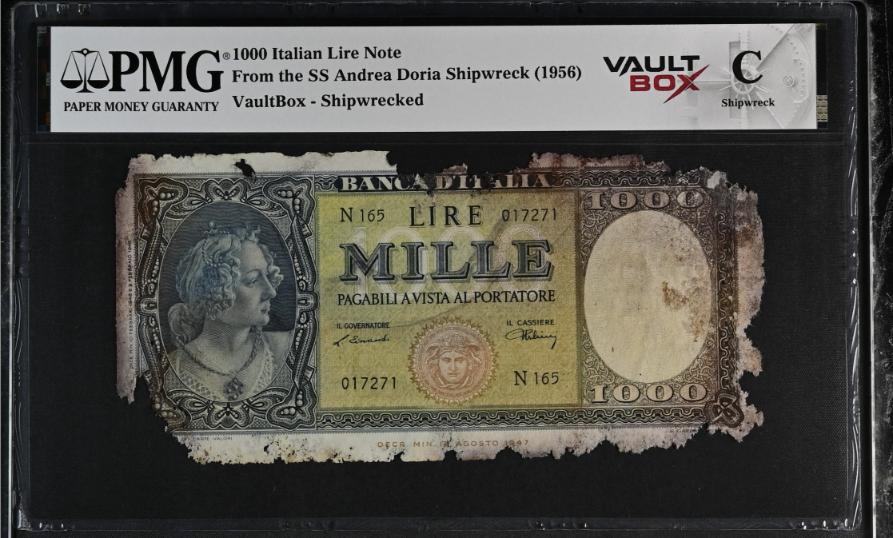 Andrea Doria 1000 Italian Lire Note PMG Shipwreck "C" Front