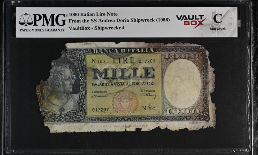 Andrea Doria 1000 Italian Lire Note PMG Shipwreck "C" Front