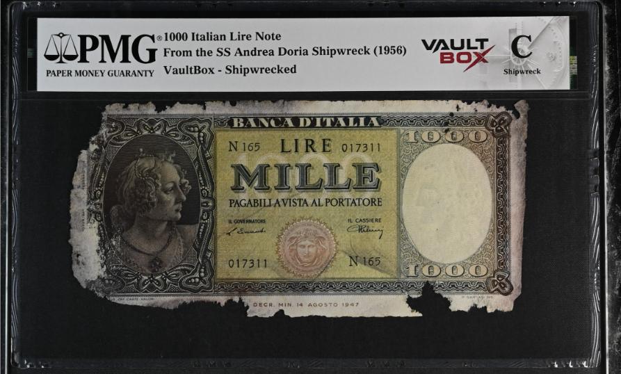 Andrea Doria 1000 Italian Lire Note PMG Shipwreck "C" Front