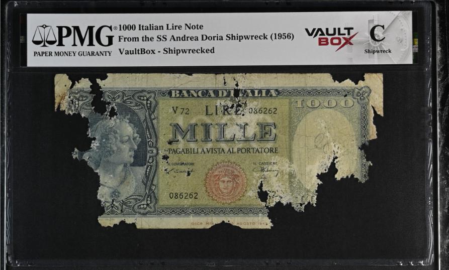 Andrea Doria 1000 Italian Lire Note PMG Shipwreck "C" Front