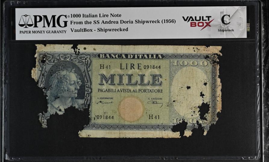 Andrea Doria 1000 Italian Lire Note PMG Shipwreck "C" Front