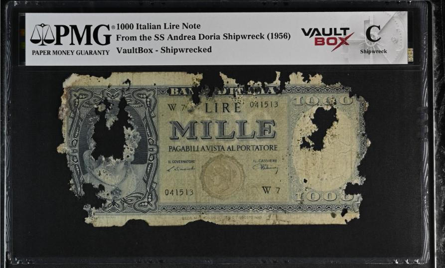 Andrea Doria 1000 Italian Lire Note PMG Shipwreck "C" Front