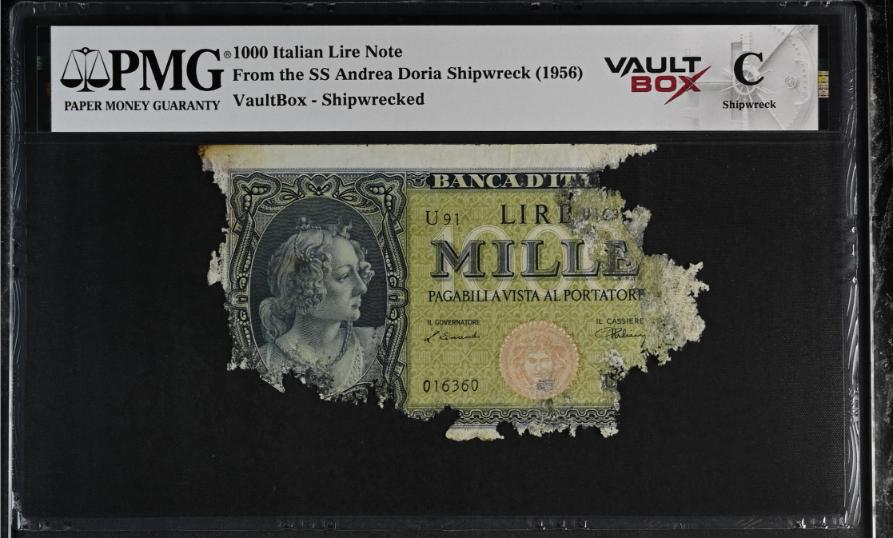 Andrea Doria 1000 Italian Lire Note PMG Shipwreck "C" Front