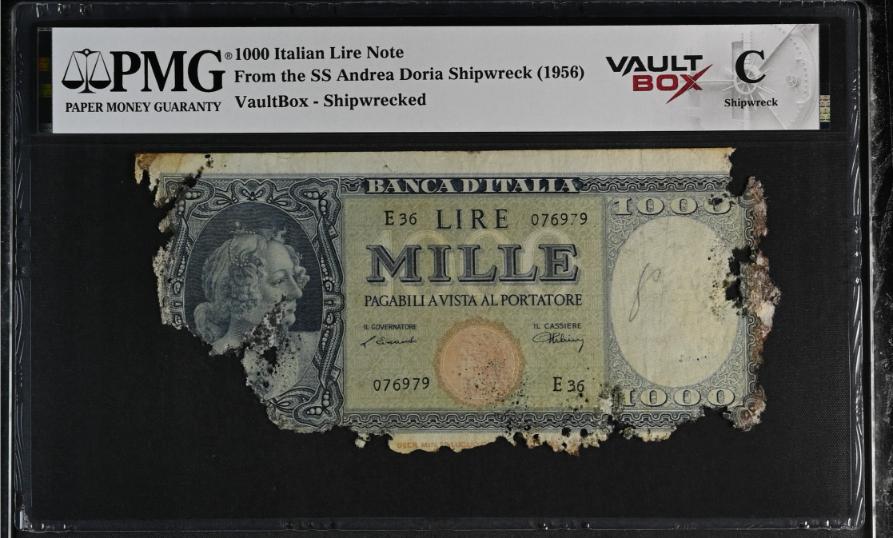 Andrea Doria 1000 Italian Lire Note PMG Shipwreck "C" Front