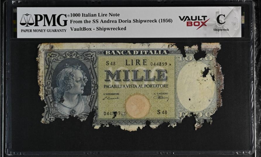 Andrea Doria 1000 Italian Lire Note PMG Shipwreck "C" Front