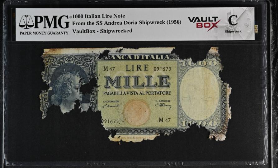 Andrea Doria 1000 Italian Lire Note PMG Shipwreck "C" Front