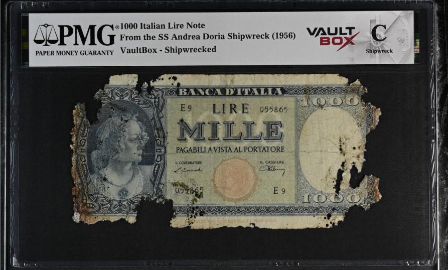 Andrea Doria 1000 Italian Lire Note PMG Shipwreck "C" Front