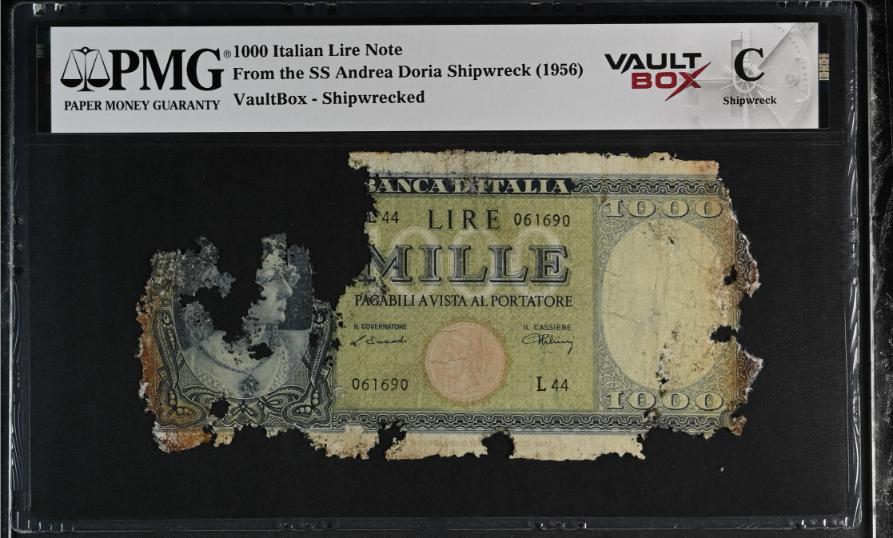 Andrea Doria 1000 Italian Lire Note PMG Shipwreck "C" Front