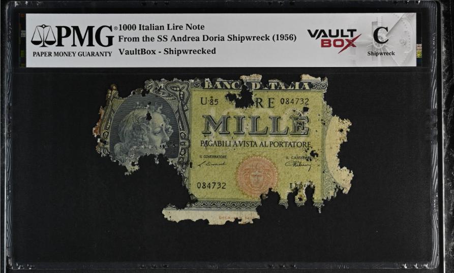 Andrea Doria 1000 Italian Lire Note PMG Shipwreck "C" Front