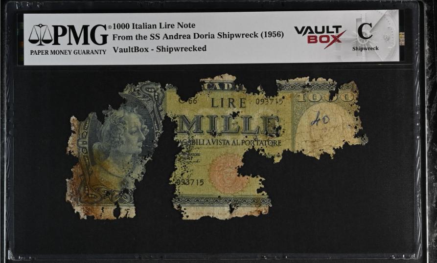 Andrea Doria 1000 Italian Lire Note PMG Shipwreck "C" Front