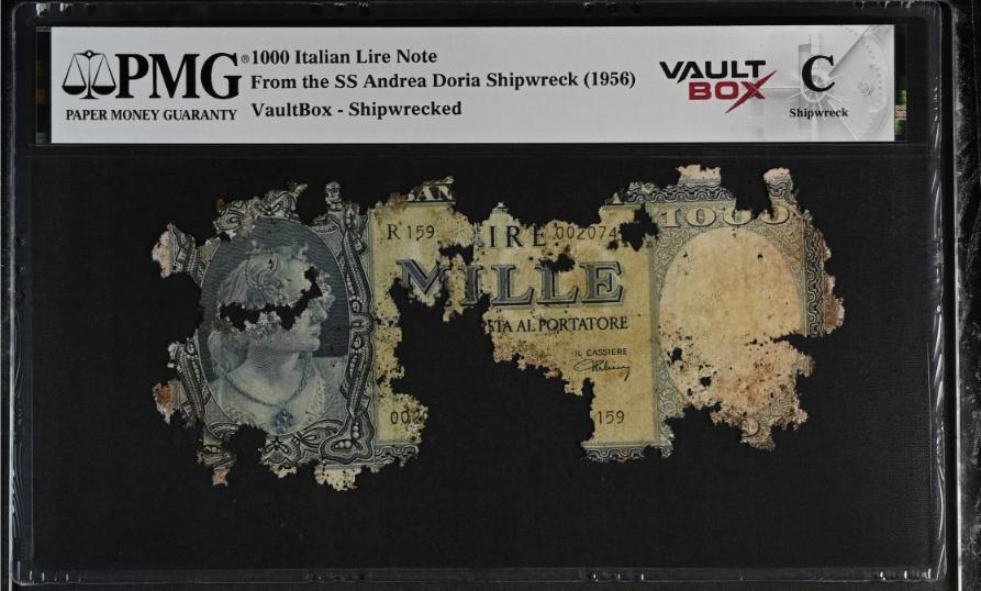 Andrea Doria 1000 Italian Lire Note PMG Shipwreck "C" Front