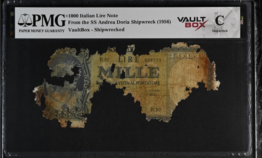 Andrea Doria 1000 Italian Lire Note PMG Shipwreck "C" Front