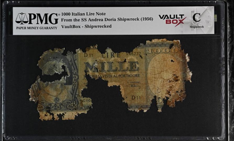 Andrea Doria 1000 Italian Lire Note PMG Shipwreck "C" Front