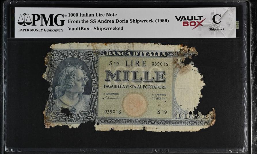 Andrea Doria 1000 Italian Lire Note PMG Shipwreck "C" Front