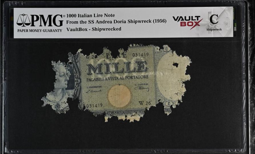 Andrea Doria 1000 Italian Lire Note PMG Shipwreck "C" Front