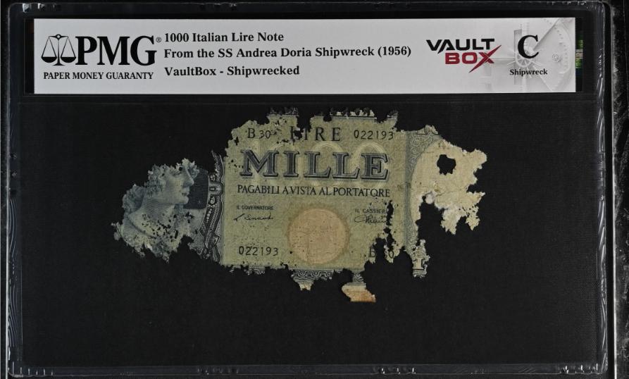 Andrea Doria 1000 Italian Lire Note PMG Shipwreck "C" Front