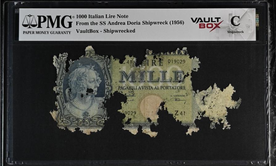 Andrea Doria 1000 Italian Lire Note PMG Shipwreck "C" Front