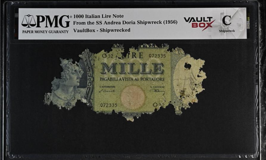 Andrea Doria 1000 Italian Lire Note PMG Shipwreck "C" Front
