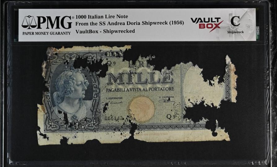 Andrea Doria 1000 Italian Lire Note PMG Shipwreck "C" Front