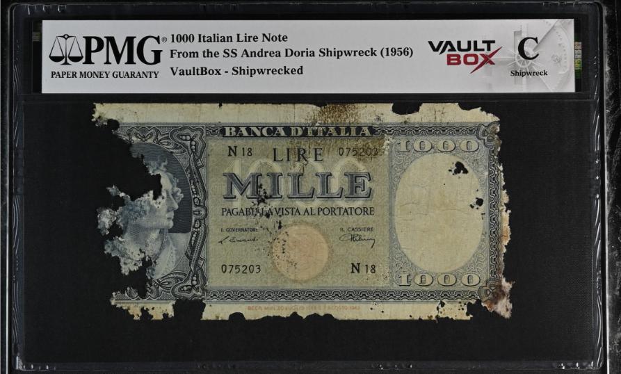 Andrea Doria 1000 Italian Lire Note PMG Shipwreck "C" Front