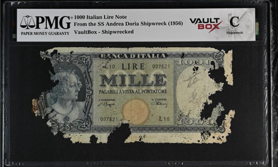Andrea Doria 1000 Italian Lire Note PMG Shipwreck "C" Front