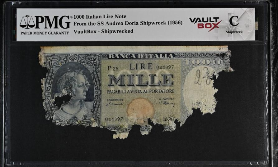 Andrea Doria 1000 Italian Lire Note PMG Shipwreck "C" Front