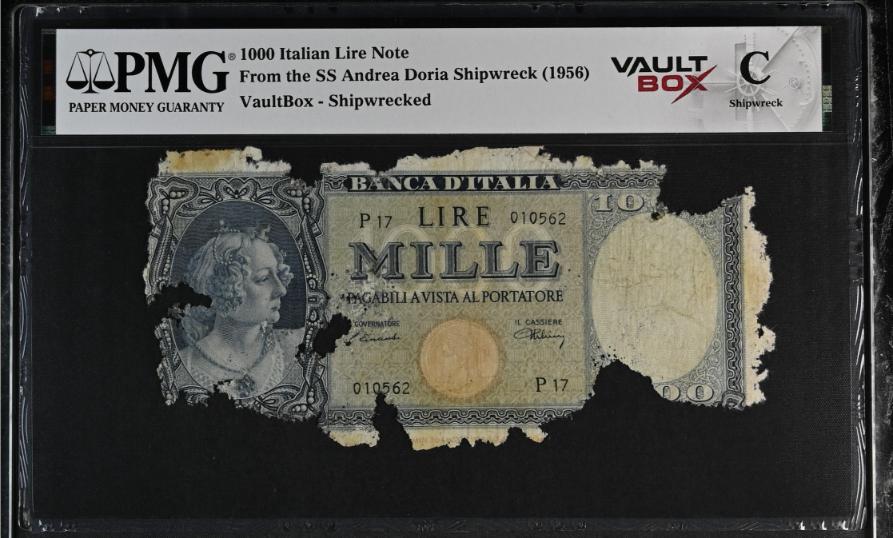 Andrea Doria 1000 Italian Lire Note PMG Shipwreck "C" Front