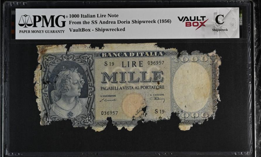 Andrea Doria 1000 Italian Lire Note PMG Shipwreck "C" Front
