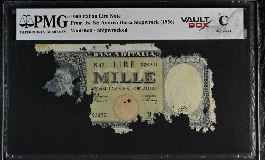 Andrea Doria 1000 Italian Lire Note PMG Shipwreck "C" Front