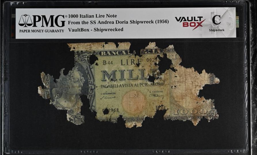 Andrea Doria 1000 Italian Lire Note PMG Shipwreck "C" Front