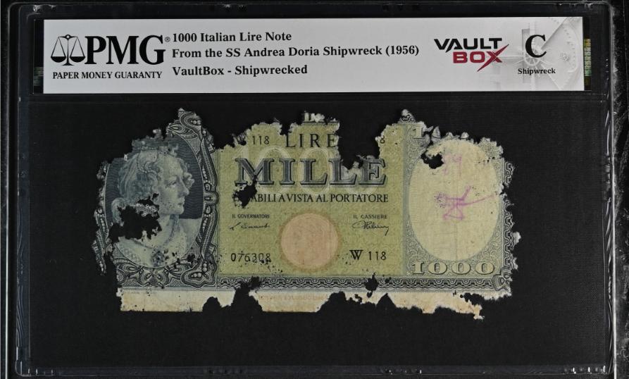 Andrea Doria 1000 Italian Lire Note PMG Shipwreck "C" Front