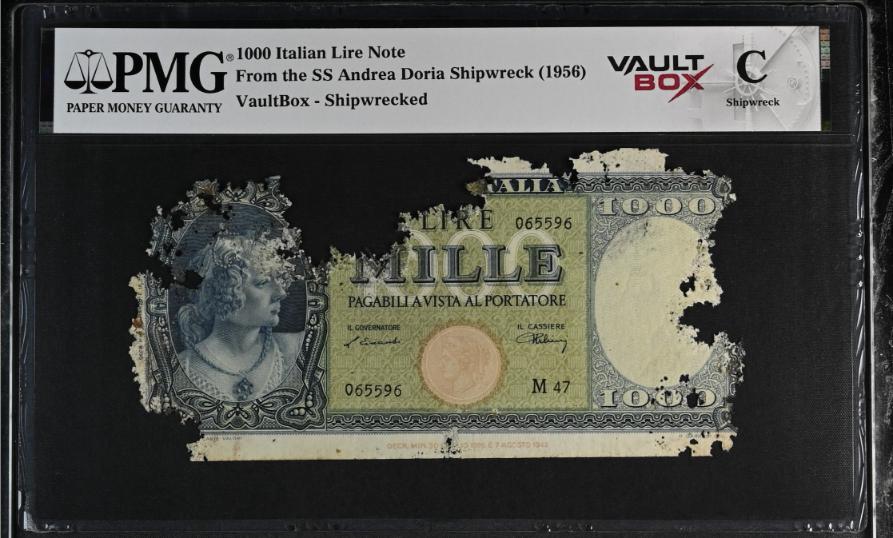 Andrea Doria 1000 Italian Lire Note PMG Shipwreck "C" Front