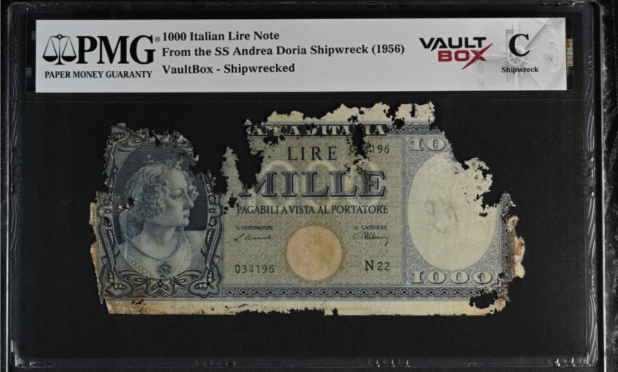 Andrea Doria 1000 Italian Lire Note PMG Shipwreck "C" Front