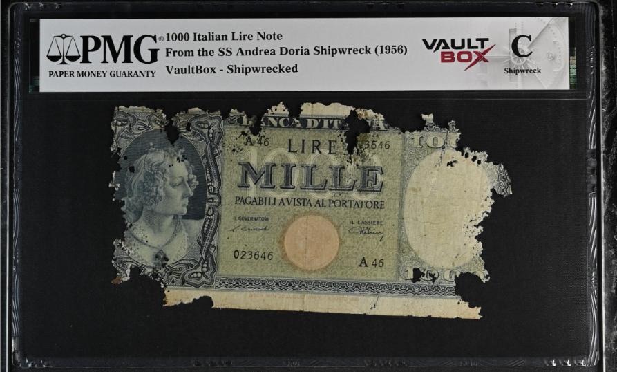 Andrea Doria 1000 Italian Lire Note PMG Shipwreck "C" Front