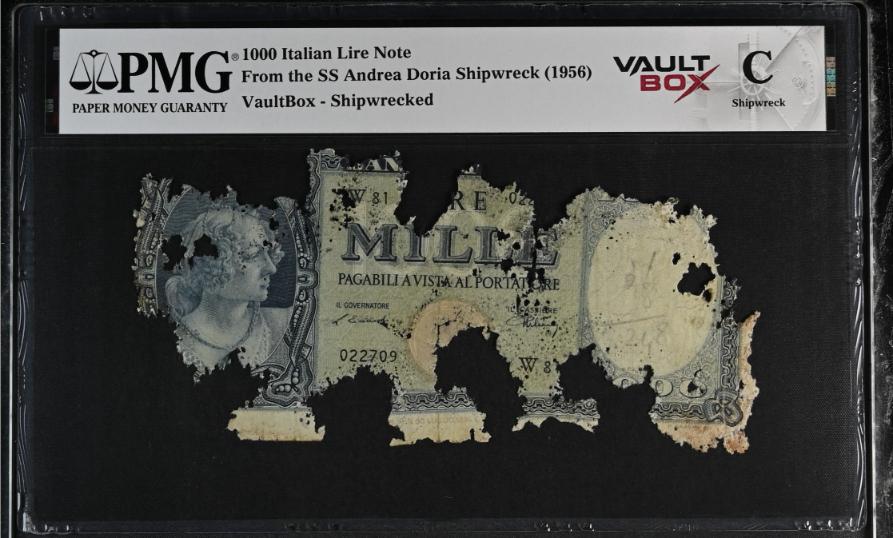 Andrea Doria 1000 Italian Lire Note PMG Shipwreck "C" Front