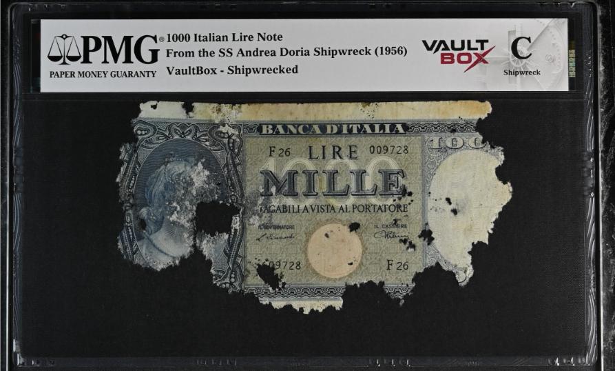 Andrea Doria 1000 Italian Lire Note PMG Shipwreck "C" Front
