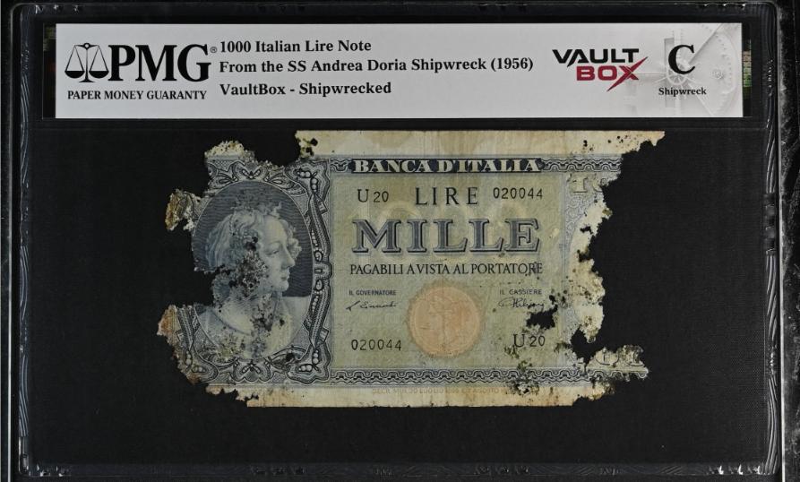 Andrea Doria 1000 Italian Lire Note PMG Shipwreck "C" Front