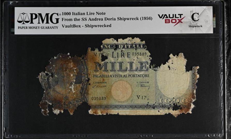 Andrea Doria 1000 Italian Lire Note PMG Shipwreck "C" Front