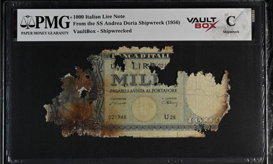 Andrea Doria 1000 Italian Lire Note PMG Shipwreck "C" Front