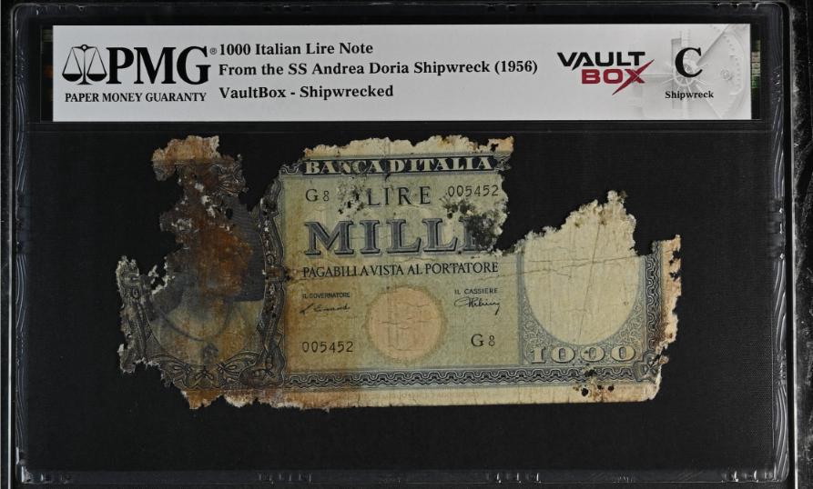 Andrea Doria 1000 Italian Lire Note PMG Shipwreck "C" Front