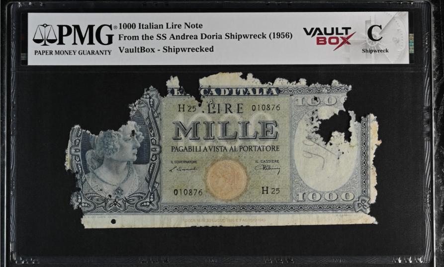 Andrea Doria 1000 Italian Lire Note PMG Shipwreck "C" Front