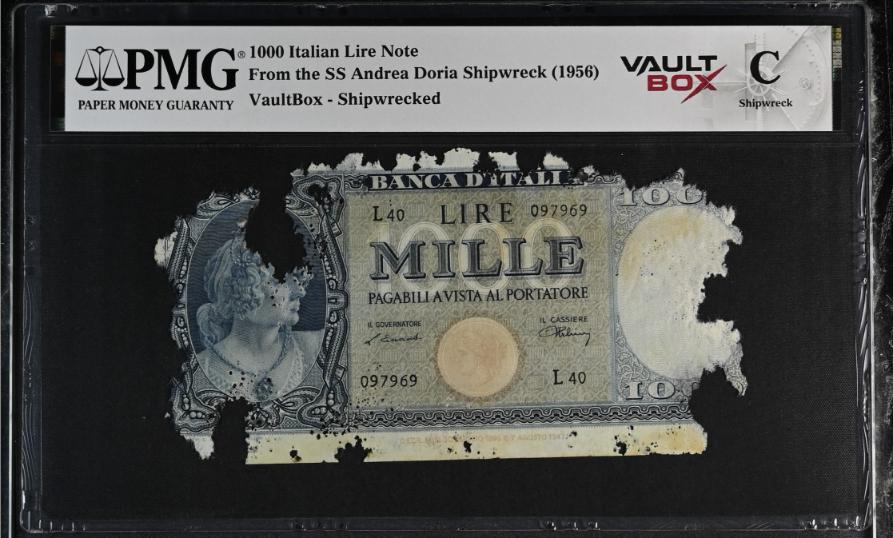 Andrea Doria 1000 Italian Lire Note PMG Shipwreck "C" Front