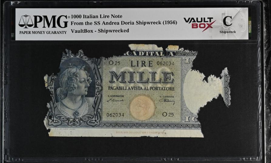 Andrea Doria 1000 Italian Lire Note PMG Shipwreck "C" Front