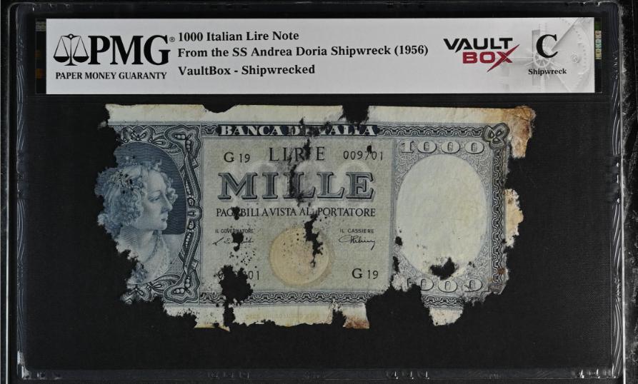 Andrea Doria 1000 Italian Lire Note PMG Shipwreck "C" Front