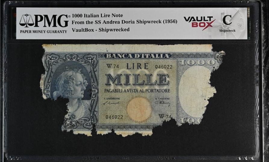 Andrea Doria 1000 Italian Lire Note PMG Shipwreck "C" Front