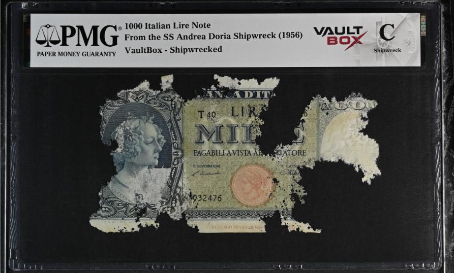Andrea Doria 1000 Italian Lire Note PMG Shipwreck "C" Front